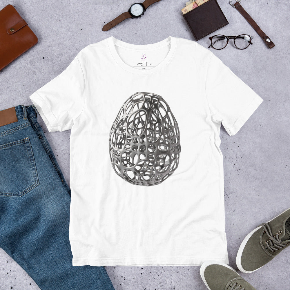 Unisex Tee: Dragon Egg (futuristic hollow silver)