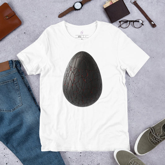 Unisex Tee: Dragon Egg (cracking black and red)